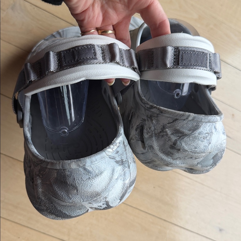 Crocs Echo Clog Marbled Grey‎ White Mens Size 13 Adjustable Turbo Strap NEW - Picture 6 of 16